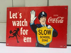 'Slow School Zone' Sign, Coca-Cola x Traffic Cop Original, 1959