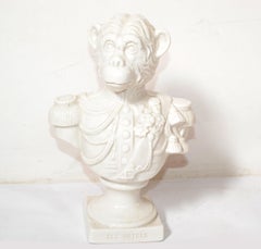 SLS Hotels Las Vegas Casino White Porcelain Monkey Bust Animal Sculpture America