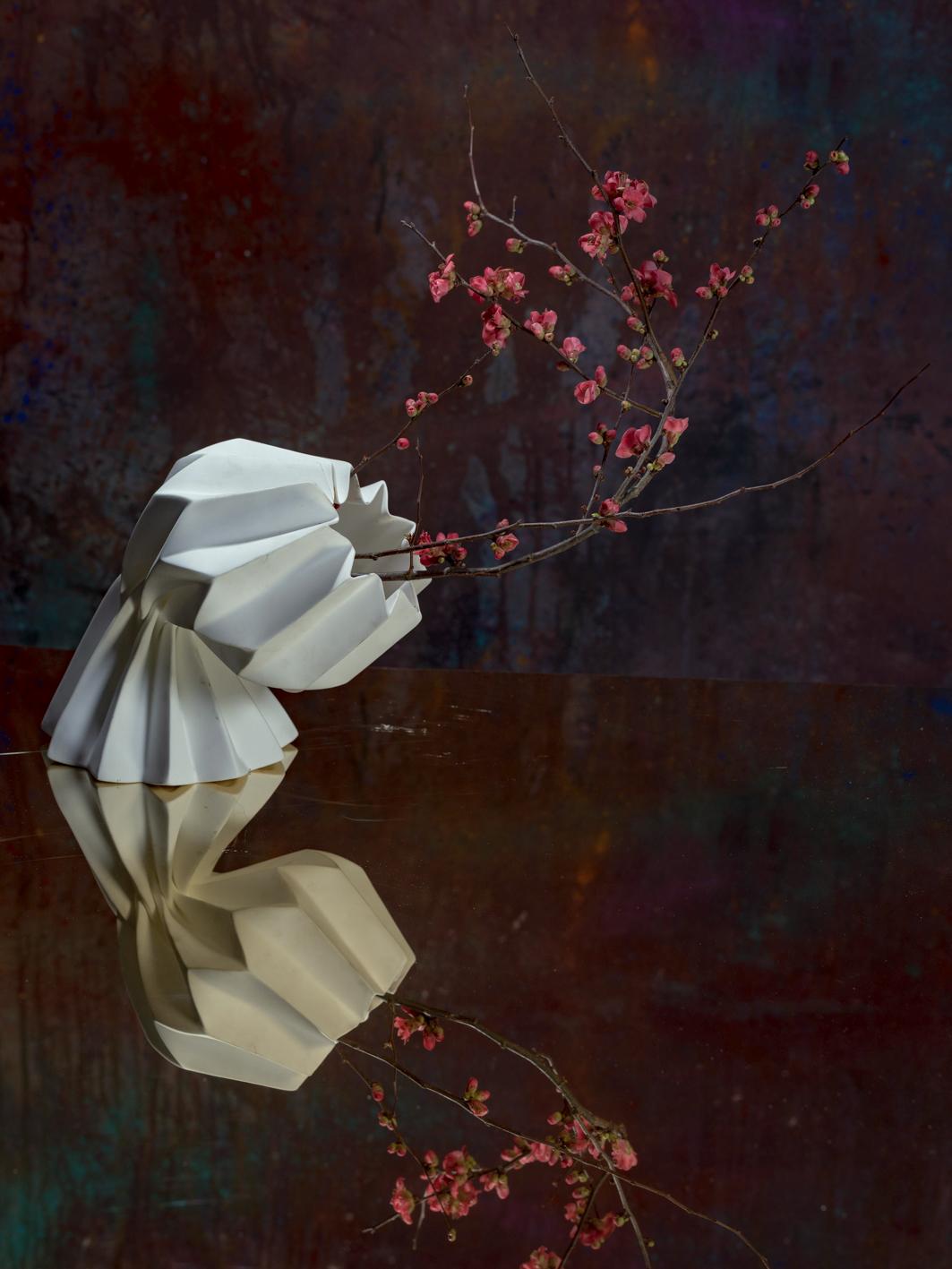 “Slump” Contemporary Origami Ceramic Vase by General Life, Half Slump Variation 3