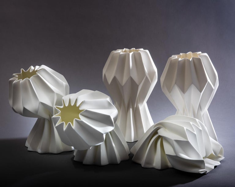 “Slump” Contemporary Origami Ceramic Vase by Studio Morison, Full Slump ...