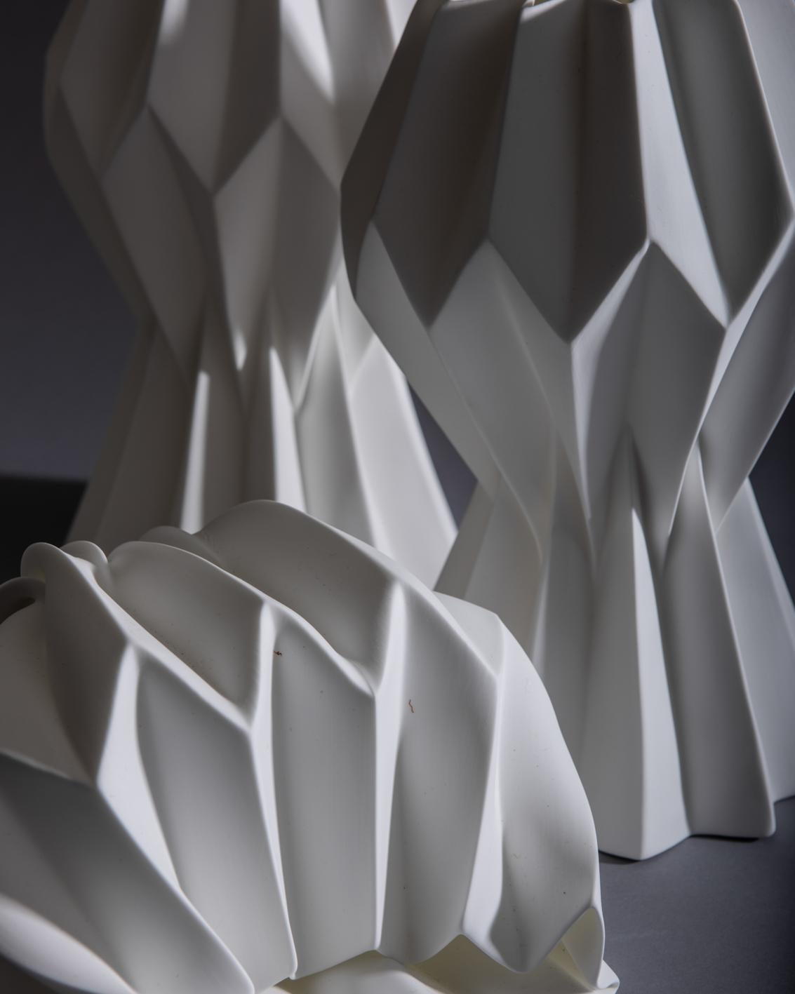 “Slump” Contemporary Origami Ceramic Vase by Studio Morison, Full Slump Type 3