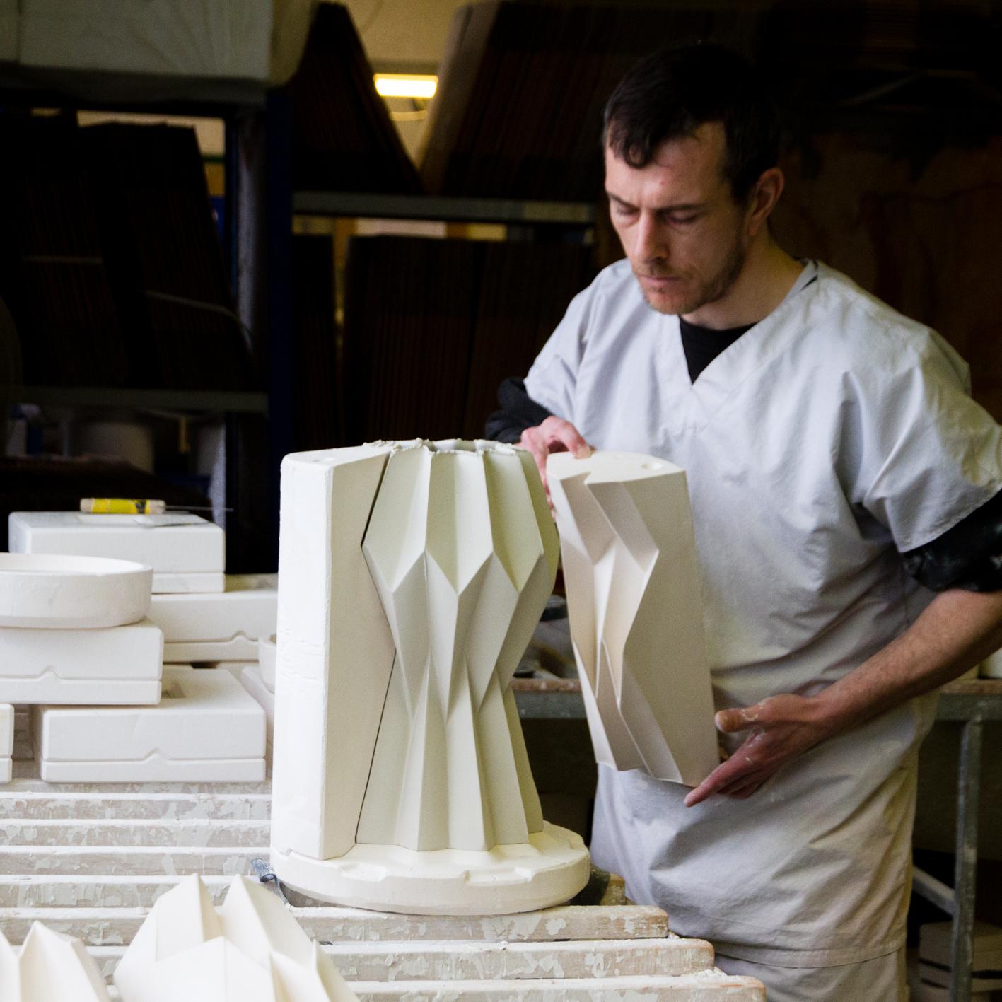 “Slump” Contemporary Origami Ceramic Vase by Studio Morison, Half Slump Type 1