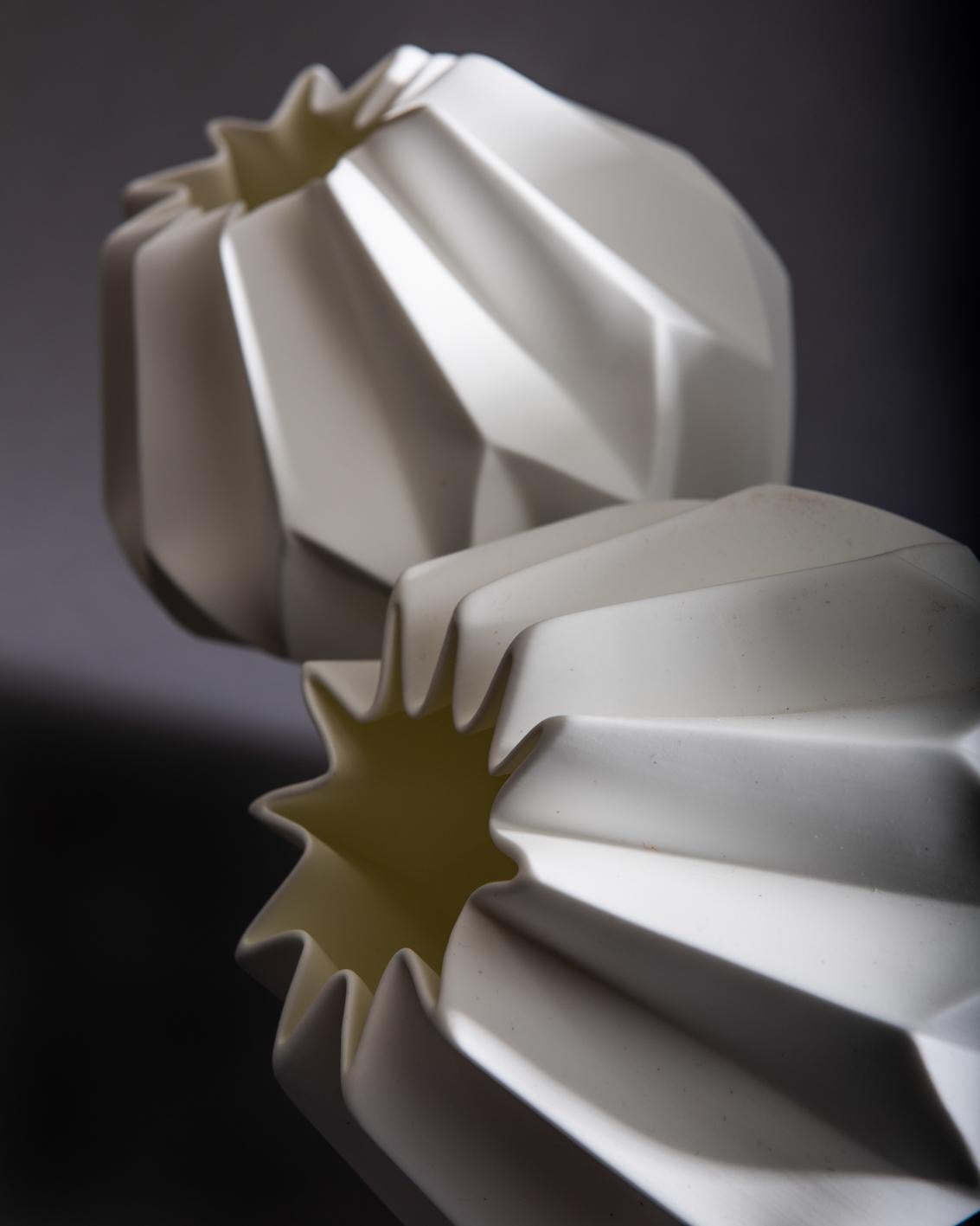 Fired “Slump” Contemporary Origami Ceramic Vase by Studio Morison, No Slump Variation