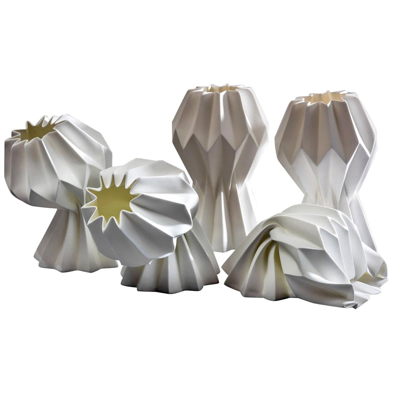 “Slump” Contemporary Origami Ceramic Vase by Studio Morison, No Slump Variation