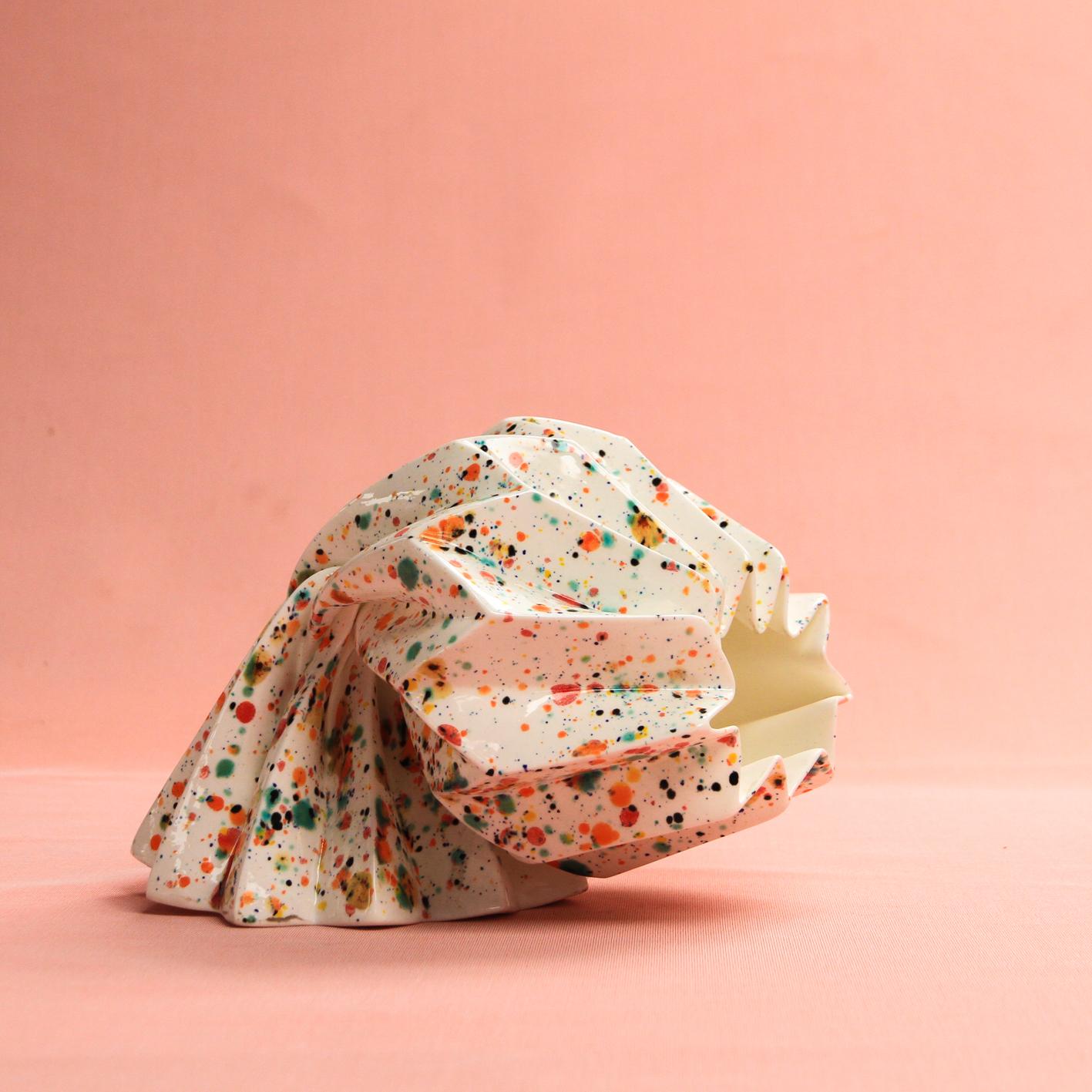 Fired “Slump” Origami Ceramic Vase Seafood Disco Special Edition by Studio Morison
