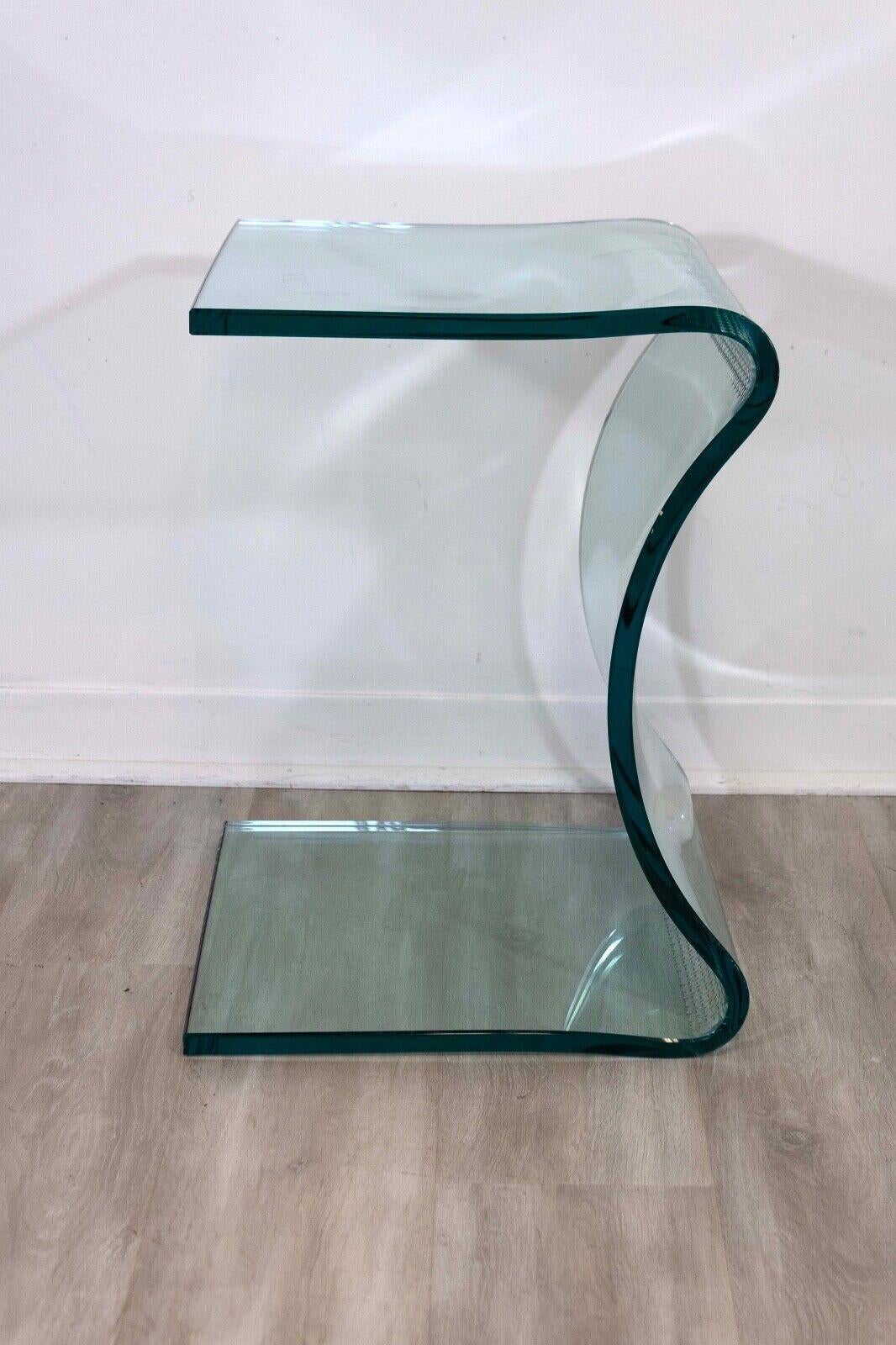 20th Century Slumped Curved Textured Glass End Table by Laurel Fyfe Contemporary Modern