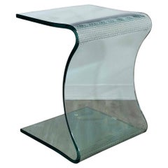 Slumped Curved Textured Glass End Table by Laurel Fyfe Contemporary Modern
