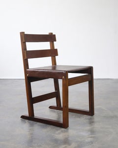 Slung and Wrapped Leather Slatted-Back Chair from Costantini, Piero