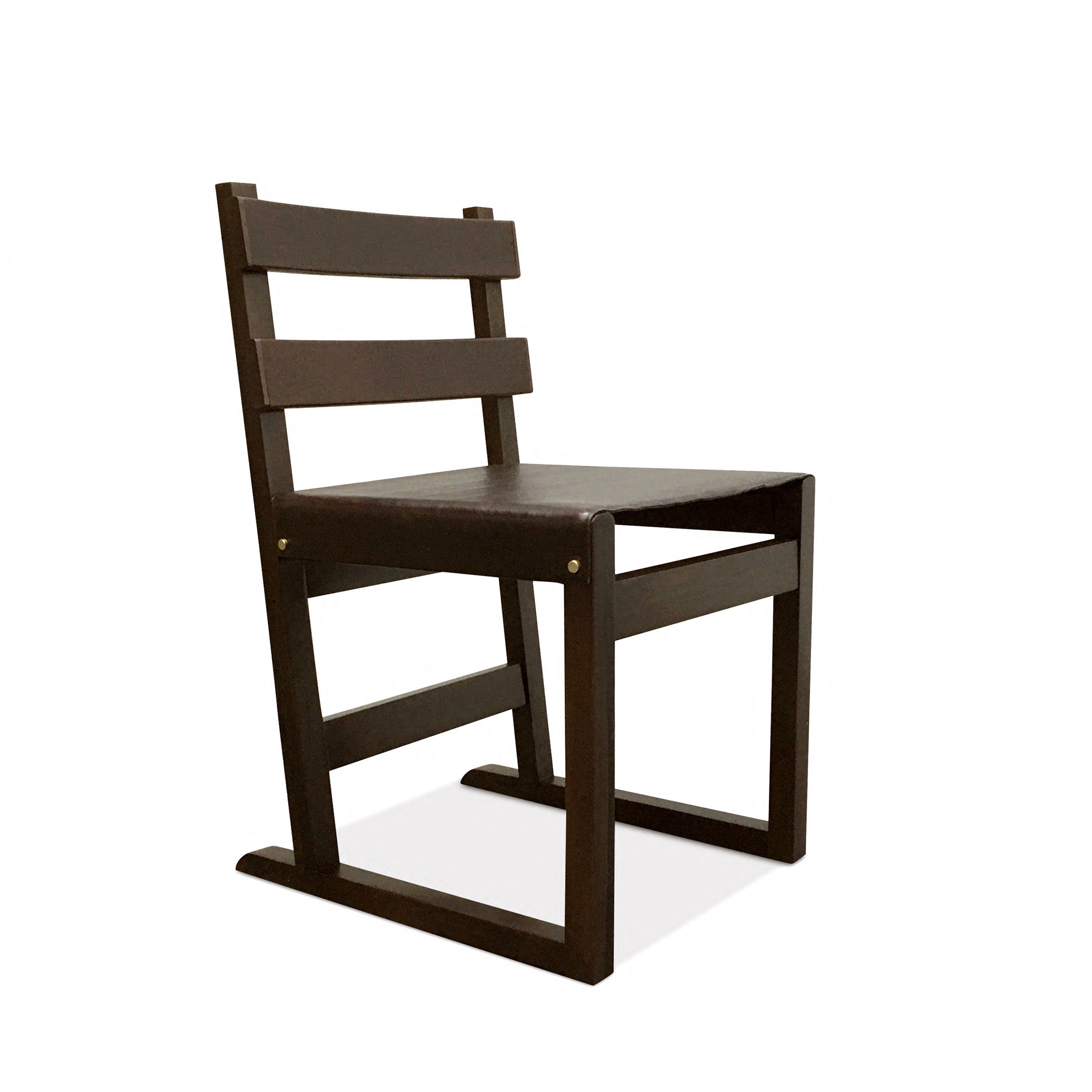 Slung and Wrapped Leather Slatted-Back Chair from Costantini, Piero (In Stock) For Sale
