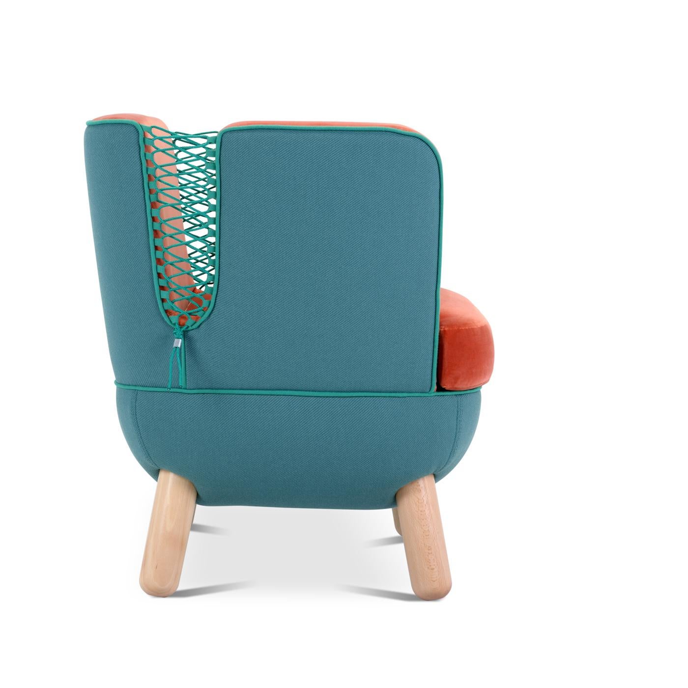 Moderne Fauteuil bas Sly avec cordes d'Italo Pertichini en vente