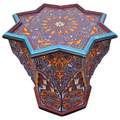 SM Ceuta 1 Painted and Carved Moroccan Star Table, Multi-Color