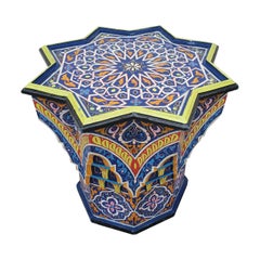 SM Ceuta 2 Painted and Carved Moroccan Star Table, Multi-Color