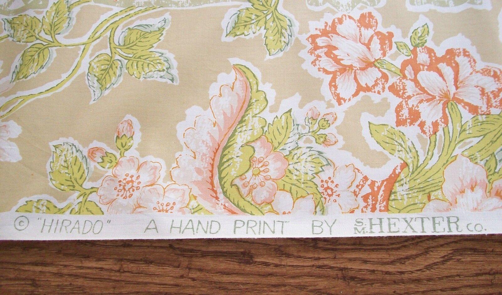 American S.M. Hexter Co., 'Hirado', Mid-Century Hand Printed Fabric, U.S., circa 1950 For Sale