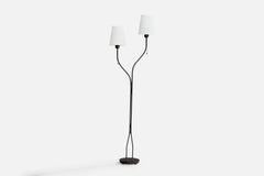 S.I.M. Kosta Kosta, Stehlampe, Metall, Messing, Stoff, Schweden, 1950er Jahre