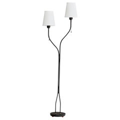 S.I.M. Kosta, lampadaire, métal, laiton, tissu, Suède, années 1950
