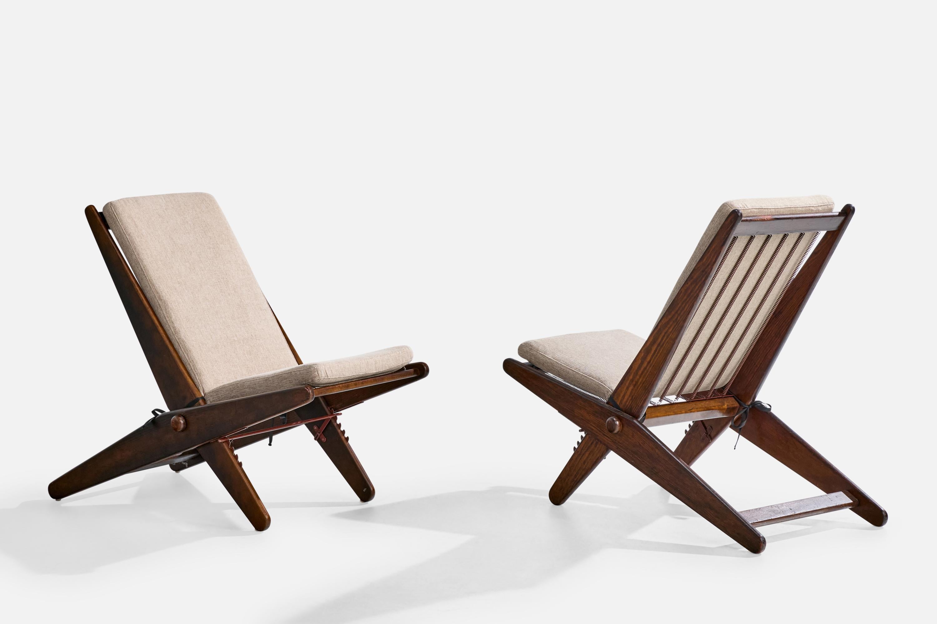 S.I.M. Wincrantz Möbelindustri, Loungestühle, Kiefer, Stoff, Schweden, 1950er Jahre im Angebot 1