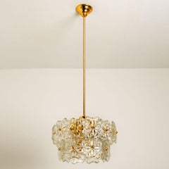 Smal  Glass and Brass Floral Three Tiers Light Fixture, 1970s