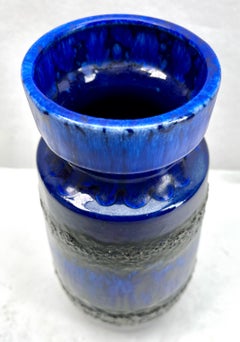Jarrón Pequeño Azul Cobalto 'Scheurich, Modelo 242-22 W-Alemania, Años 60