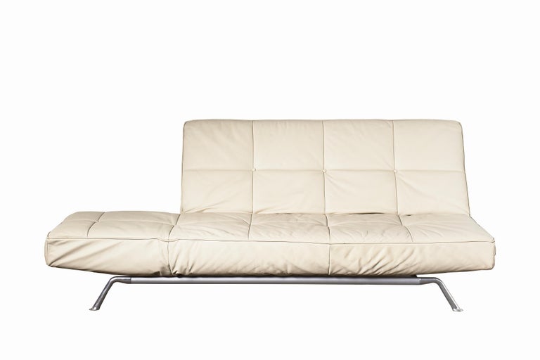 Smala by Ligne Roset Adjustable Daybed Sofa in Beige Leather with Pillow at  1stDibs | ligne roset smala sofa, smala ligne roset, ligne roset daybed