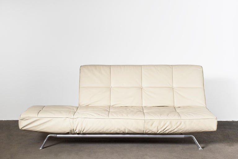 Smala by Ligne Roset Adjustable Daybed Sofa in Beige Leather with Pillow at  1stDibs