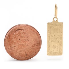 Small 1 Dollar Bill Charm, 18k Yellow Gold, Italian Gold Charm