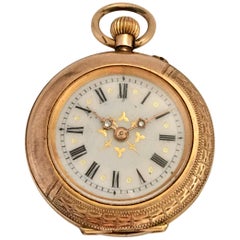 Small 10 Karat Gold and Diamonds Antique Fob Watch