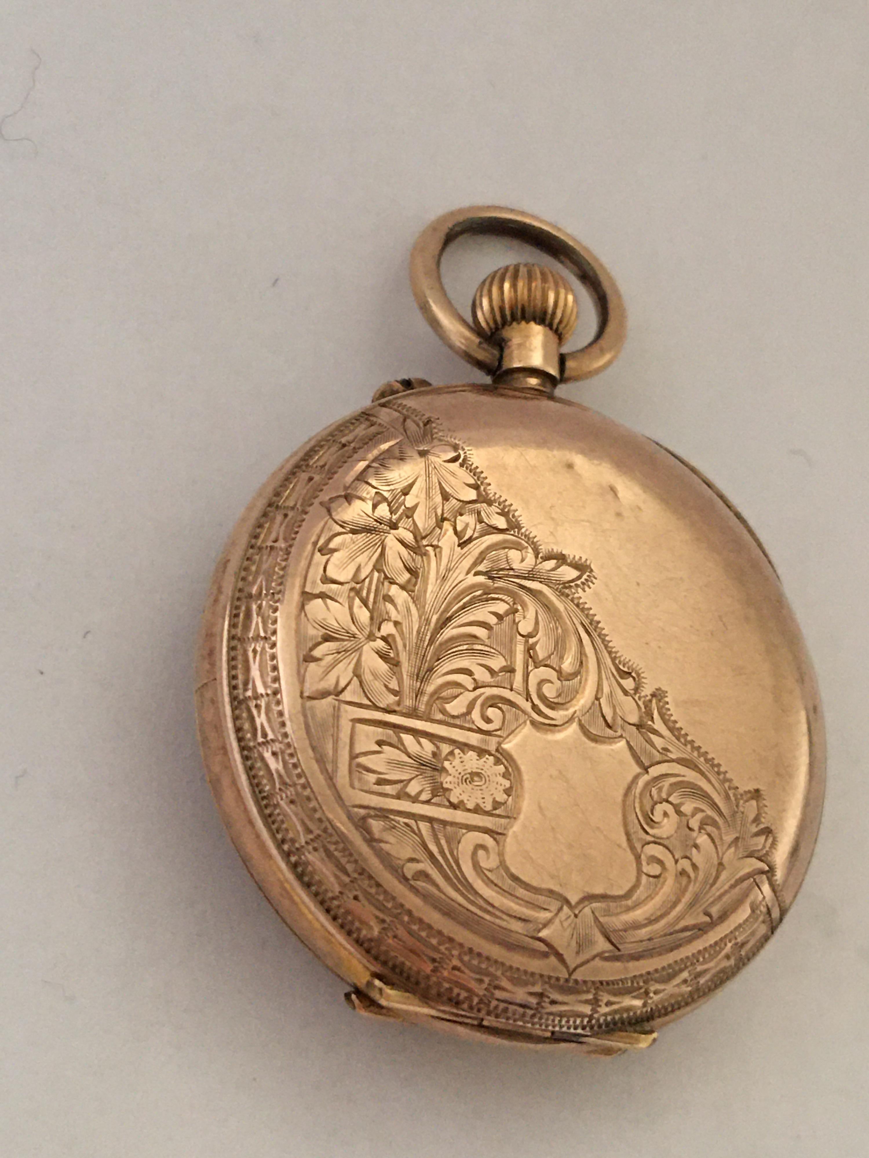Small 10 Karat Gold and Diamonds Antique Fob Watch 4