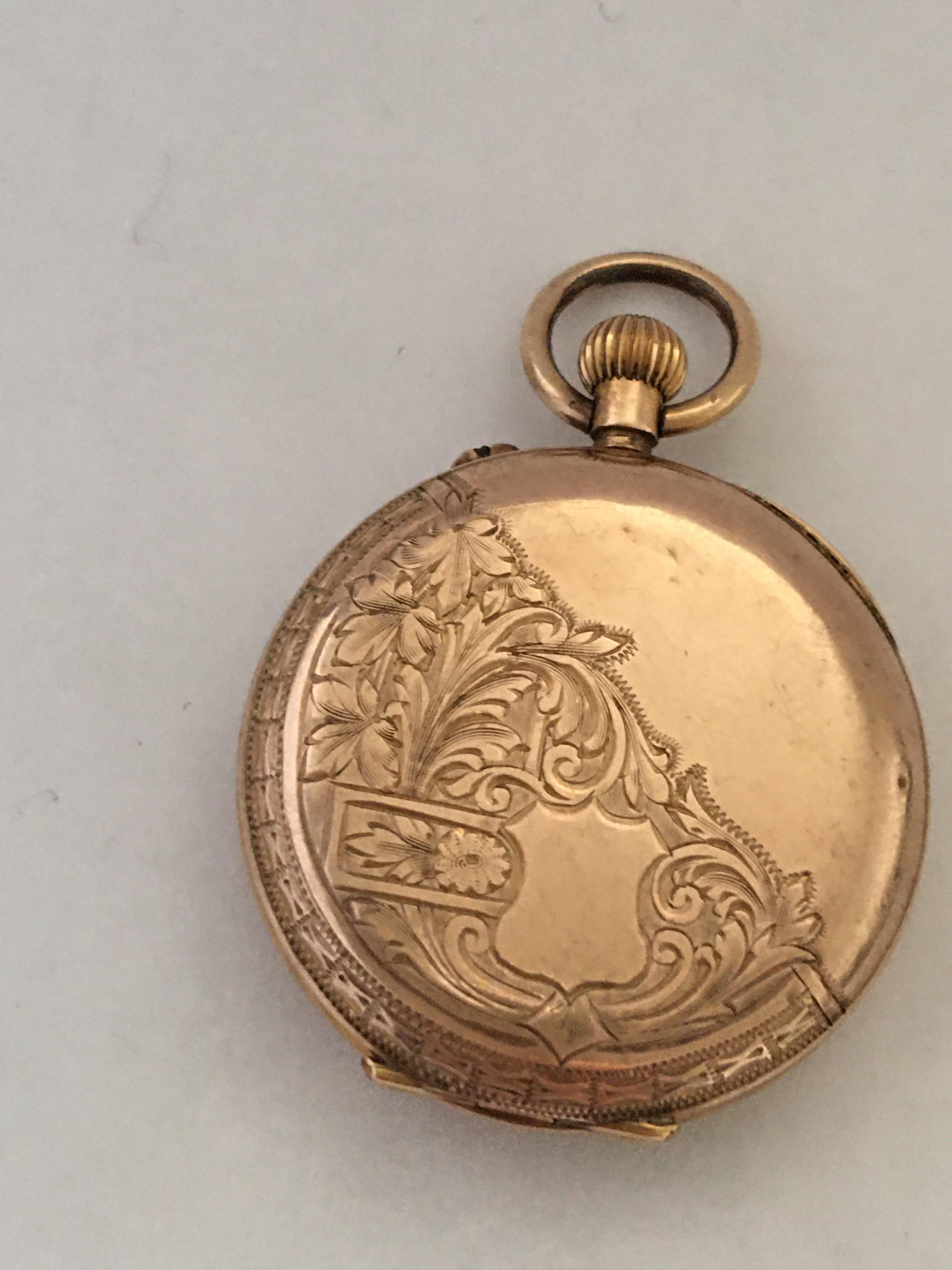 This beautiful 29mm diameter hand winding ladies fob / pocket watch is in good working condition and it is running well. This watch weigh 19.7 grams .