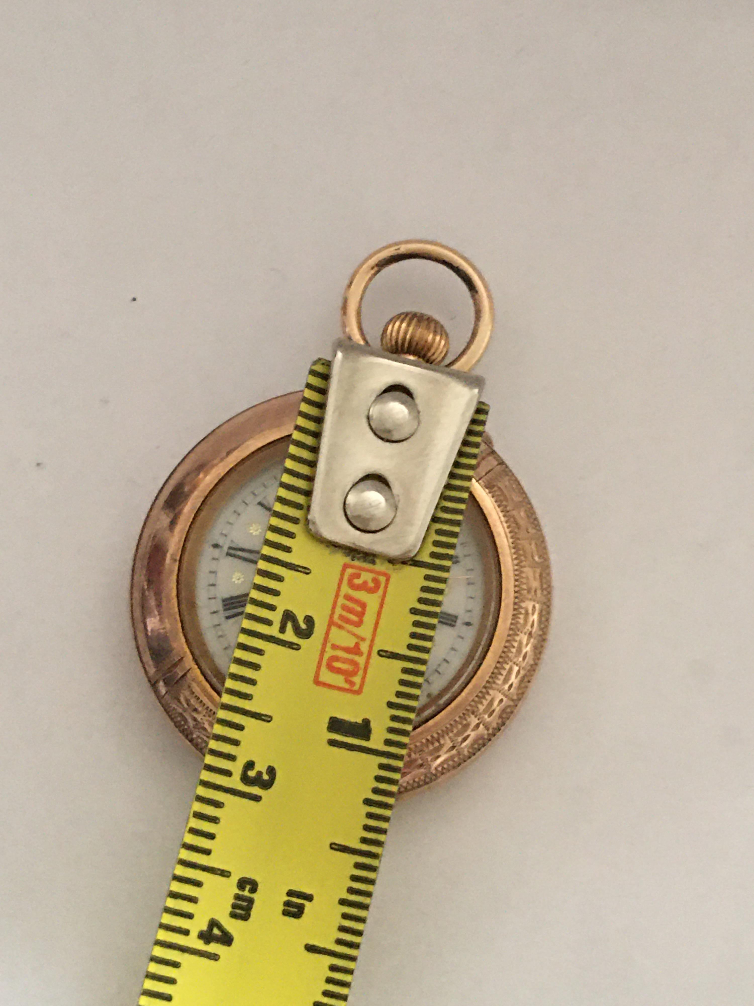 Women's or Men's Small 10 Karat Gold and Diamonds Antique Fob Watch