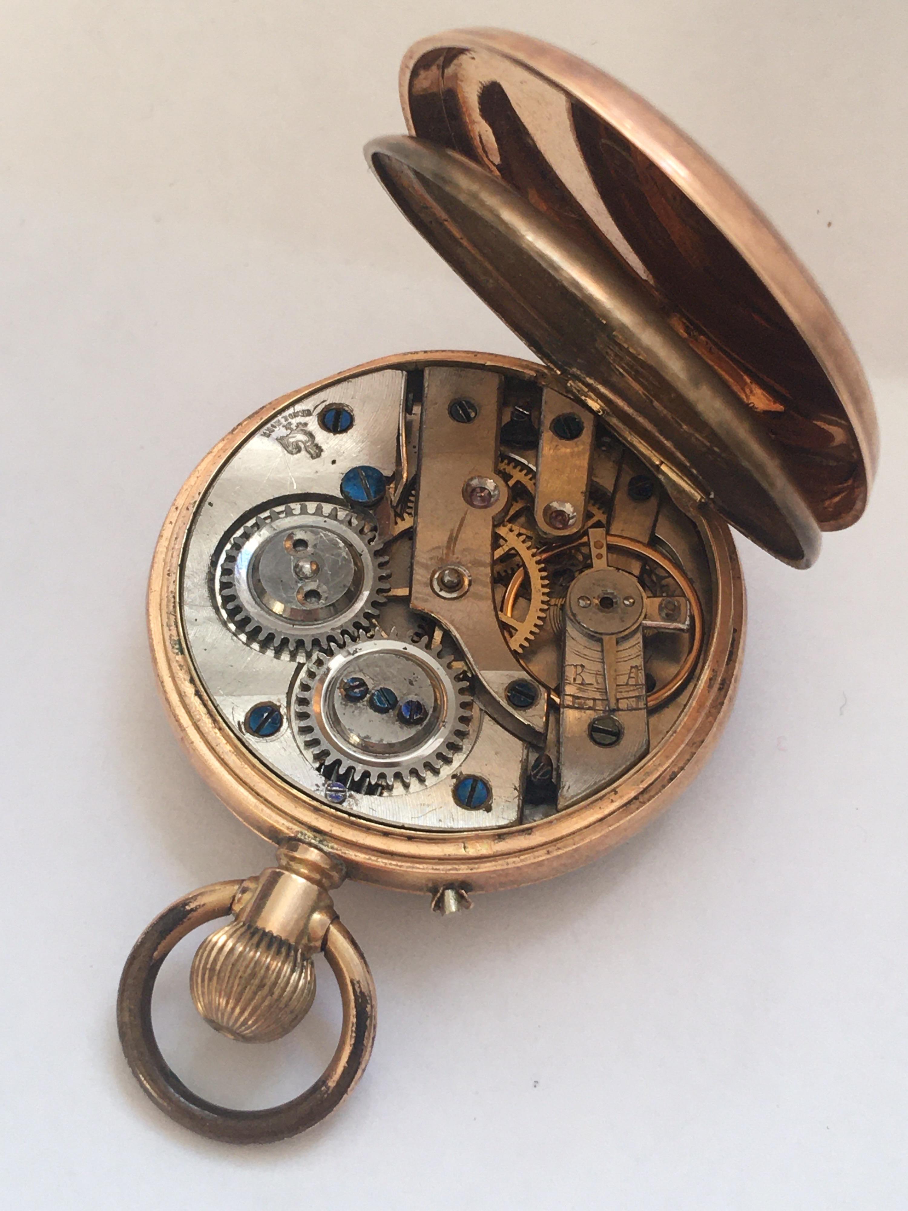 Small 14 Karat Gold Antique Ladies Pocket Watch For Sale 3