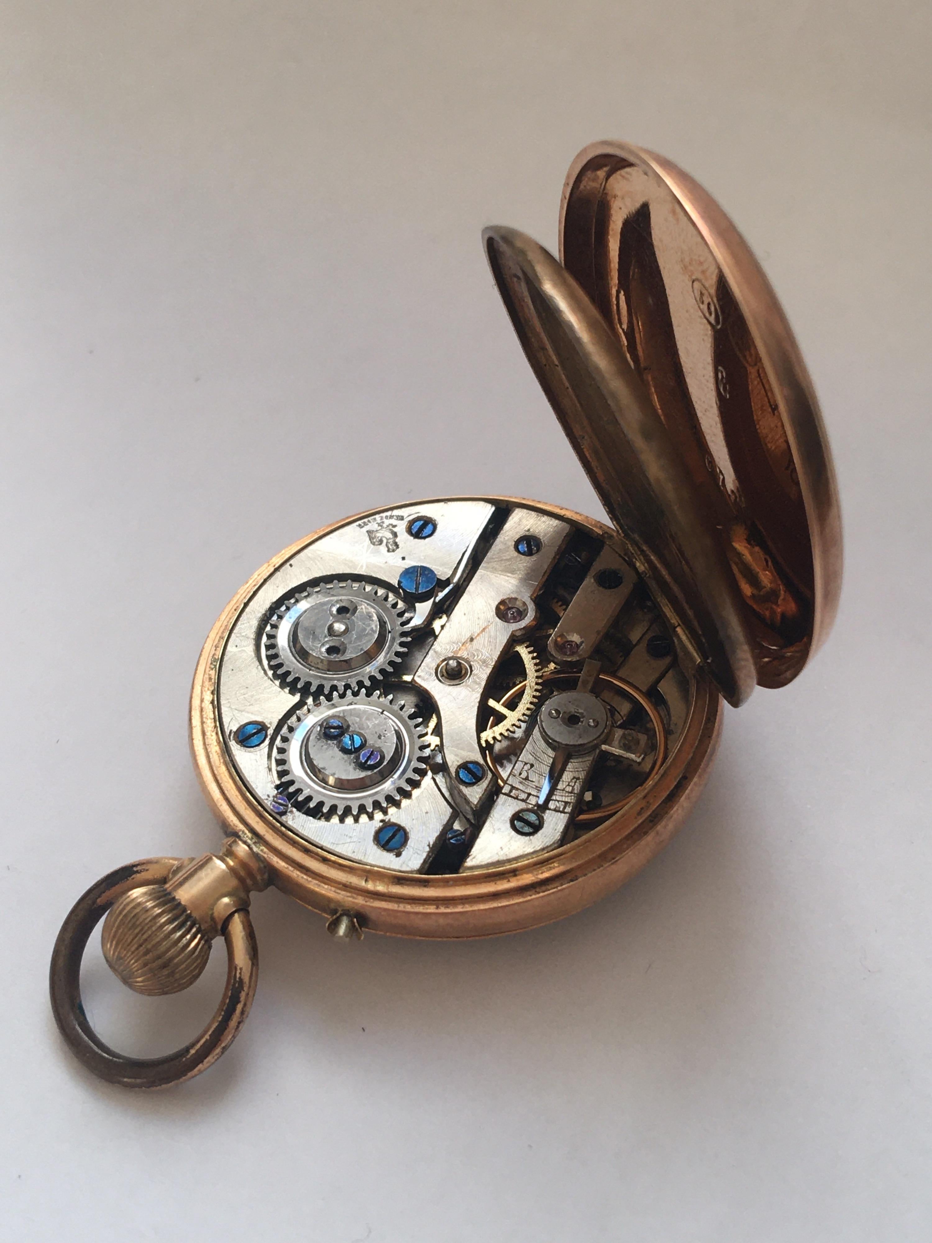 Small 14 Karat Gold Antique Ladies Pocket Watch For Sale 5