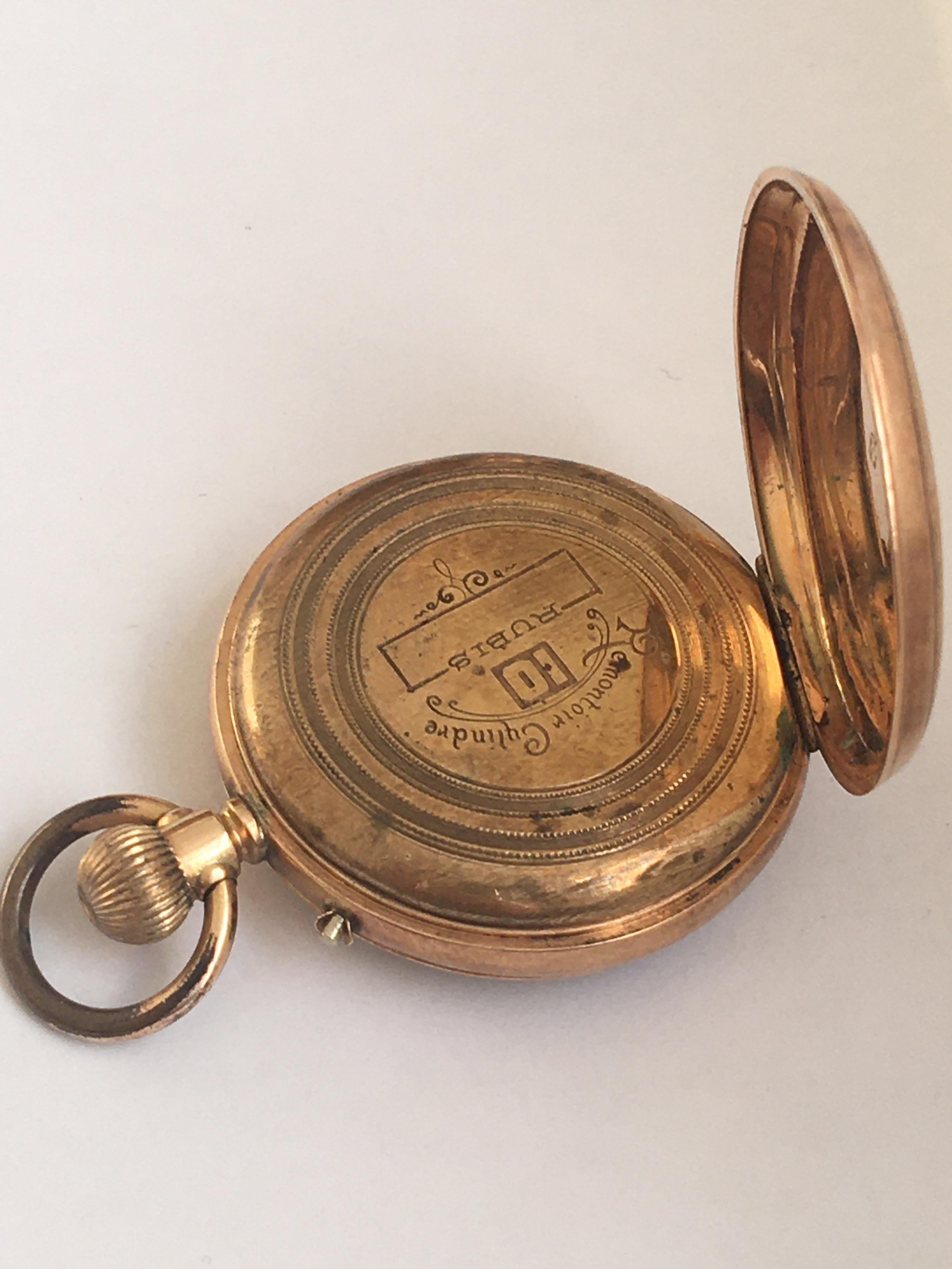 Women's or Men's Small 14 Karat Gold Antique Ladies Pocket Watch For Sale