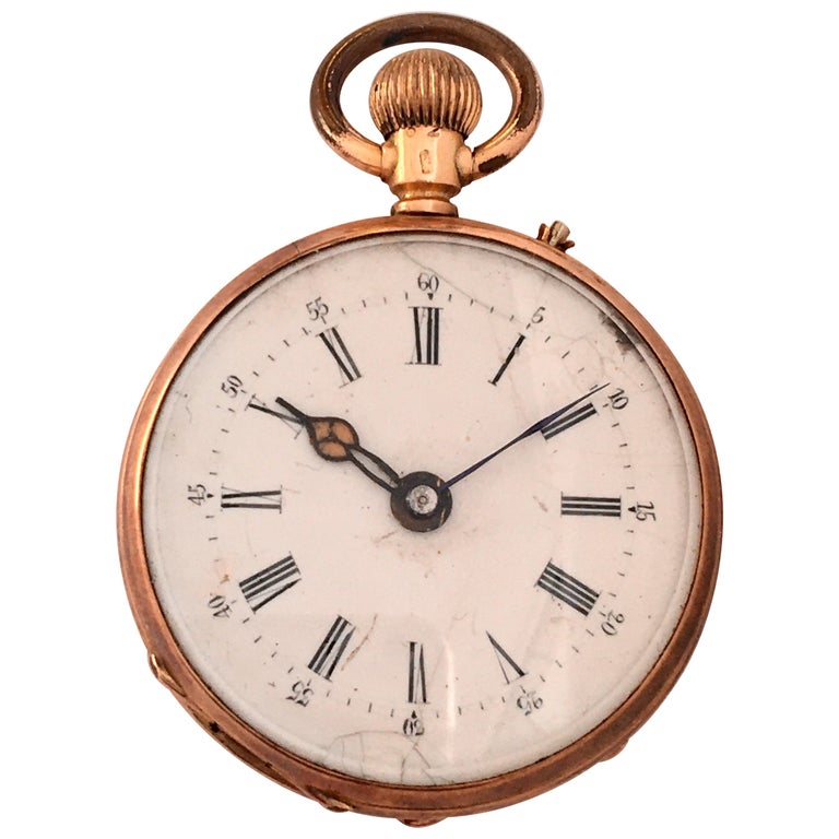 Small 14 Karat Gold Antique Pocket Watch For Sale at 1stDibs