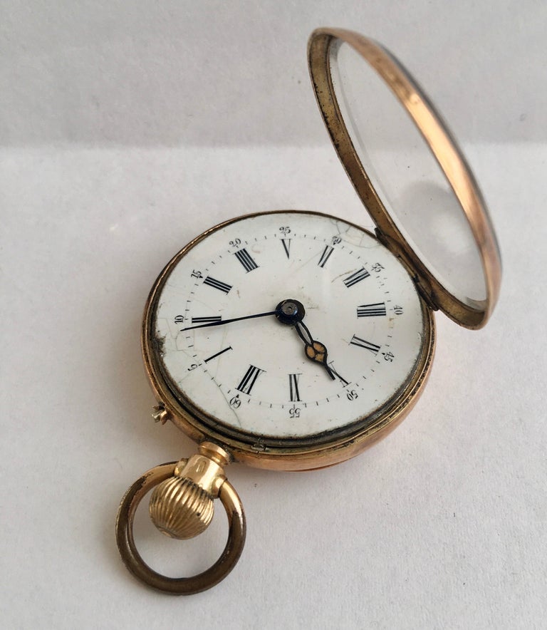 Small 14 Karat Gold Antique Pocket Watch For Sale at 1stDibs