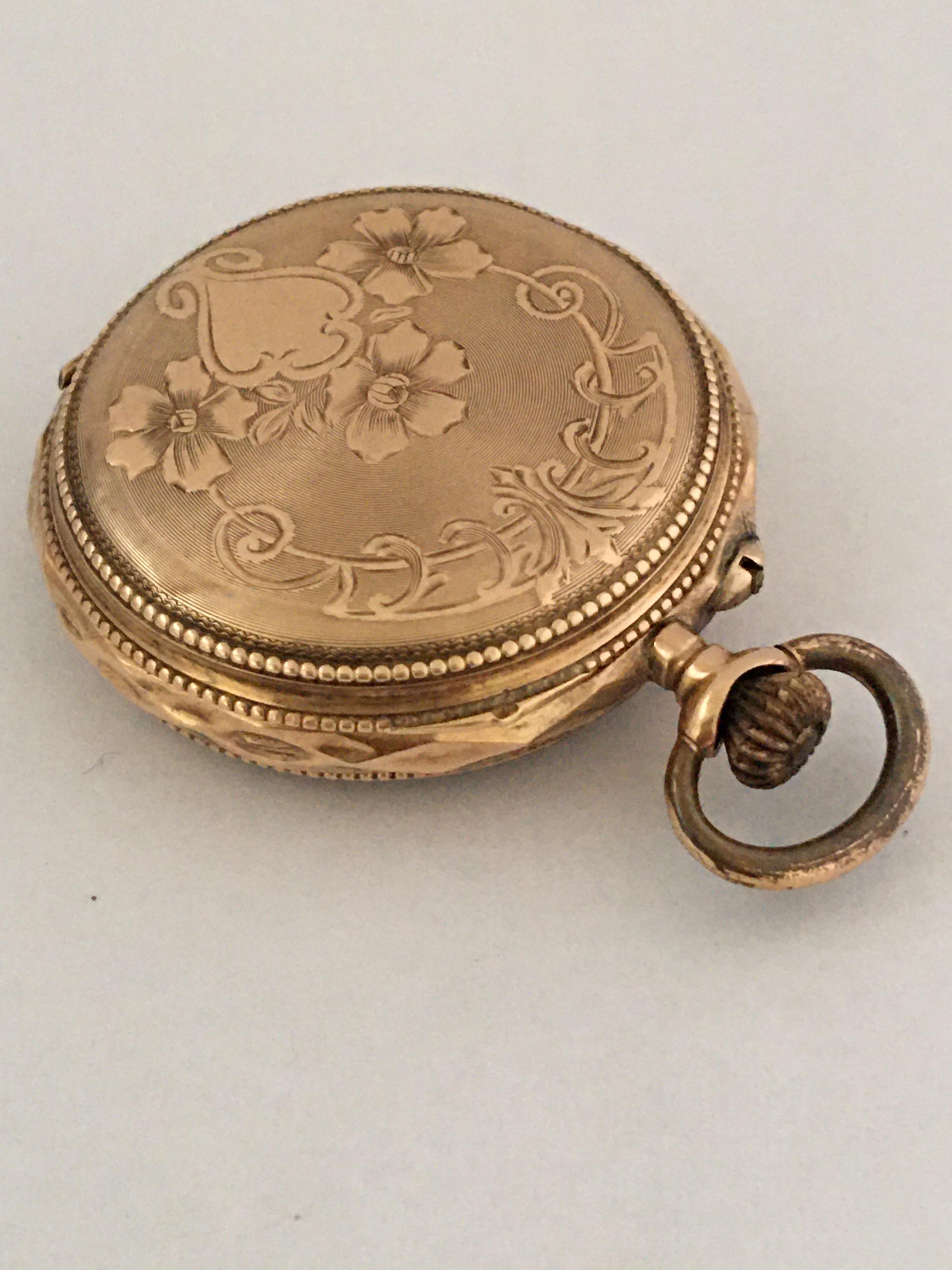 Small 14 Karat Gold Key-Less Fob / Pocket Watch, circa 1900 For Sale 5