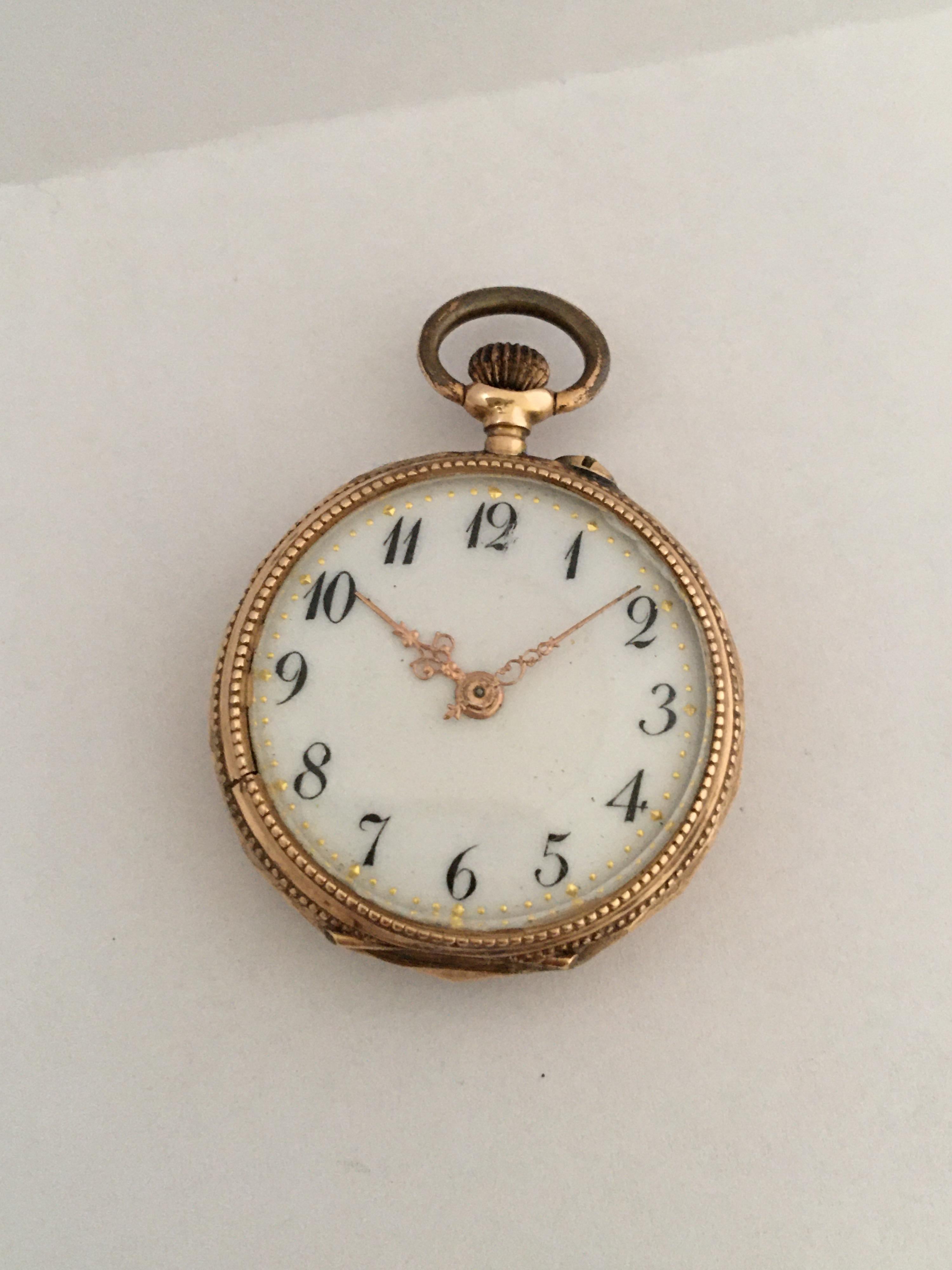 Small 14 Karat Gold Key-Less Fob / Pocket Watch, circa 1900 For Sale 6