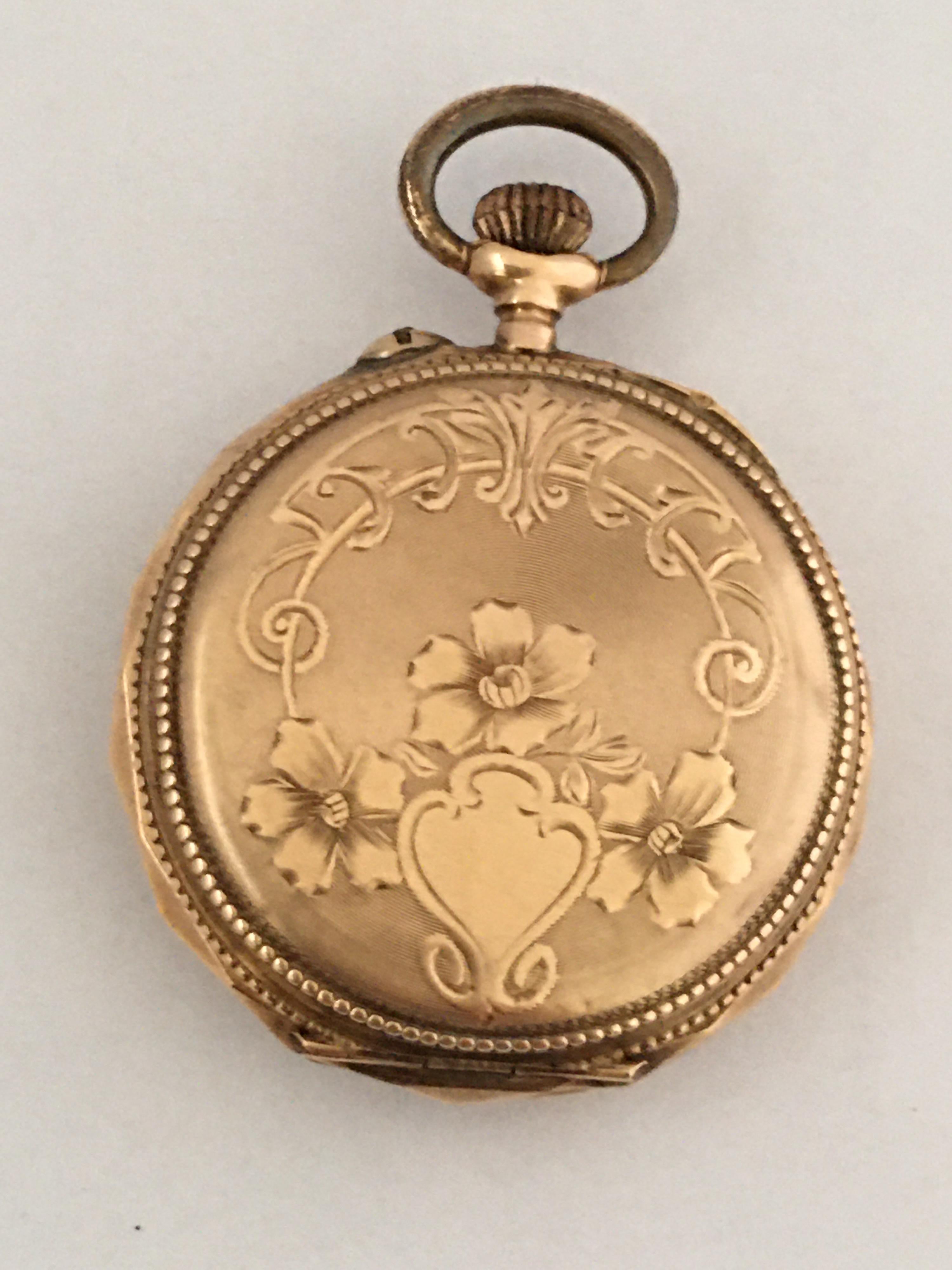 Small 14 Karat Gold Key-Less Fob / Pocket Watch, circa 1900 For Sale 7