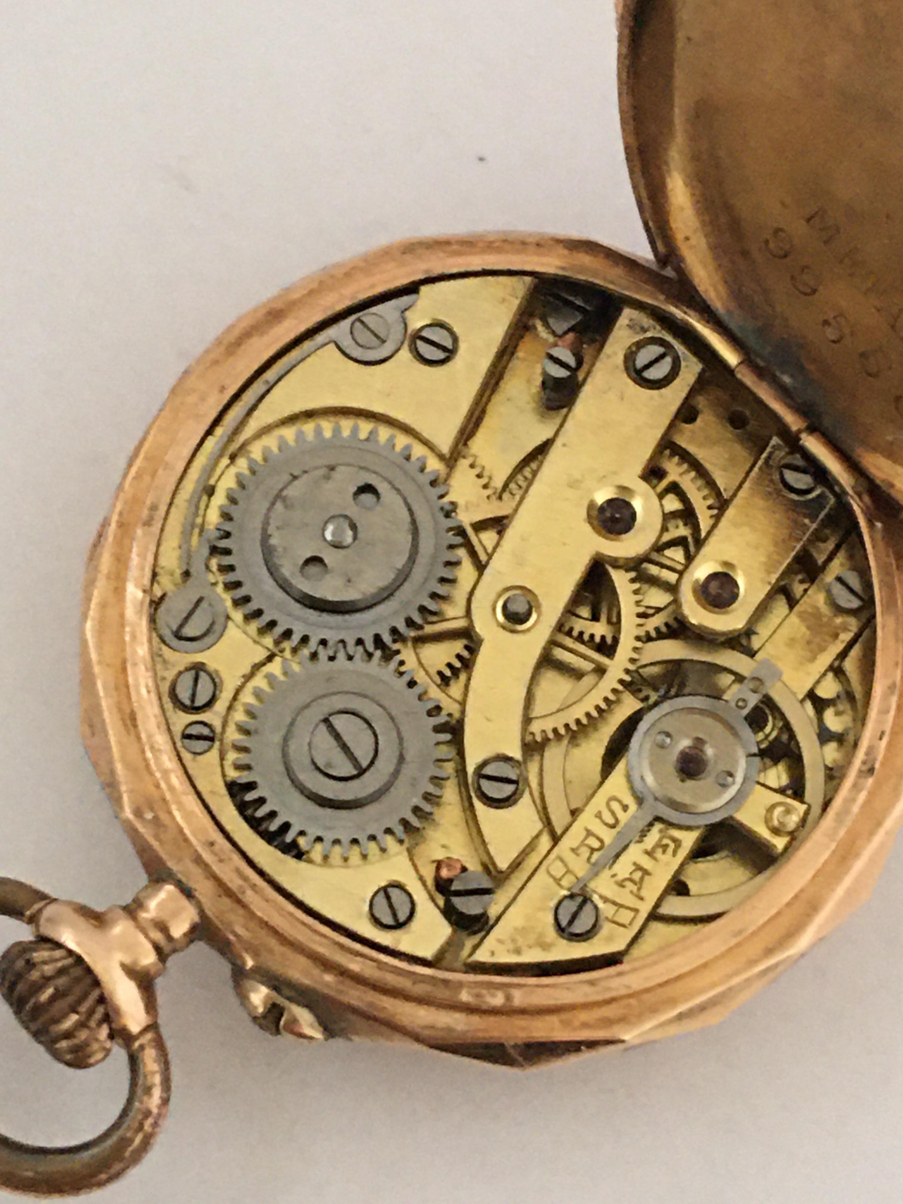 Small 14 Karat Gold Key-Less Fob / Pocket Watch, circa 1900 For Sale 1