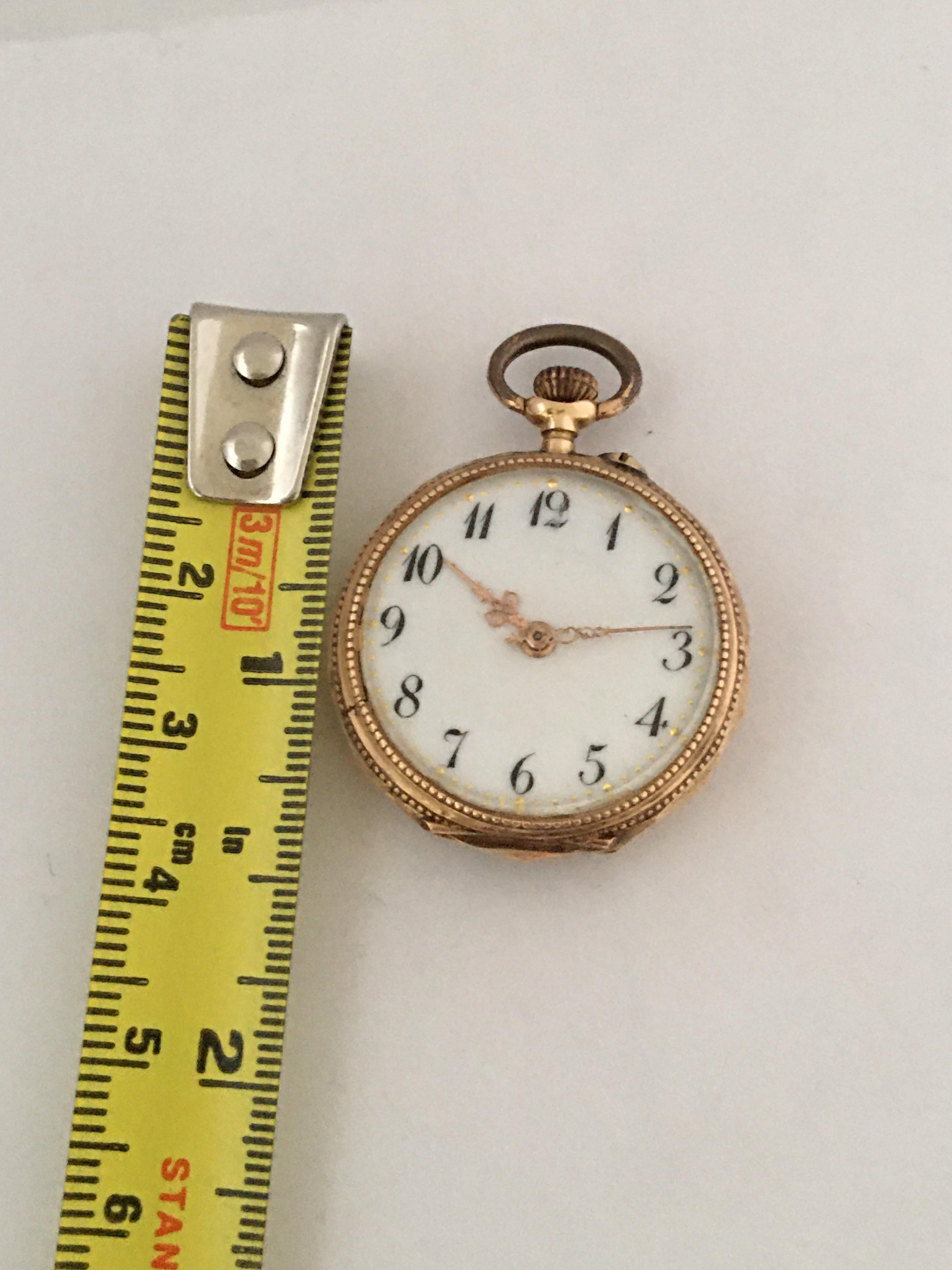 Small 14 Karat Gold Key-Less Fob / Pocket Watch, circa 1900 For Sale 2