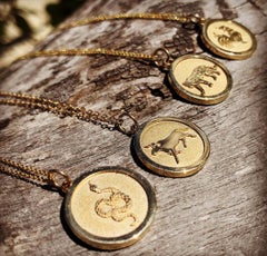 Small 14KT Yellow Gold Chinese Zodiac Ox Medallion