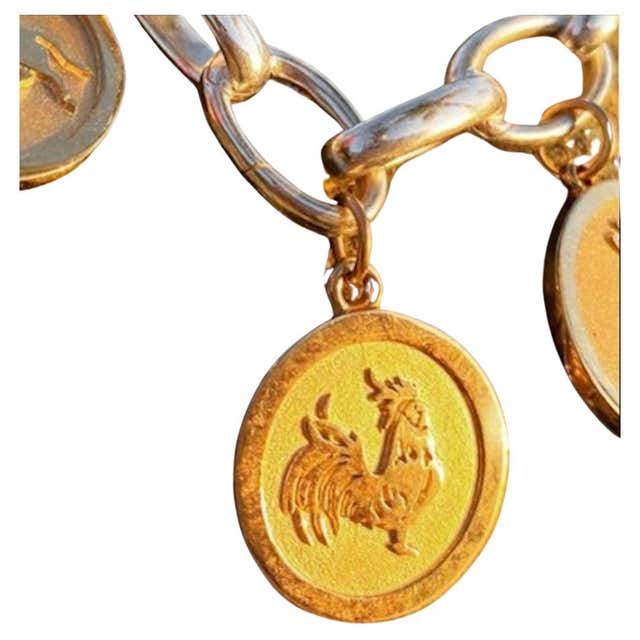 Small 14 KT Yellow Gold Chinese Zodiac Rabbit Medallion Pendant For ...