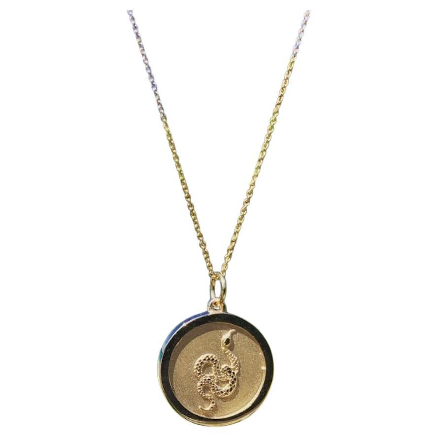Small 14KT Yellow Gold Chinese Zodiac Snake Medallion