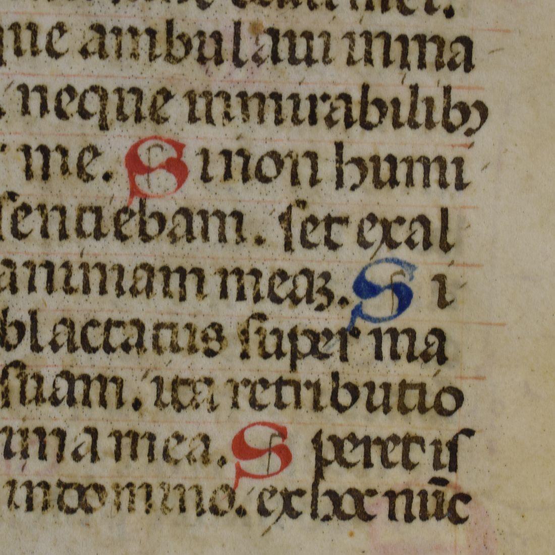 French Small 15th Century Illuminated Vellum Book Page, Handwriting