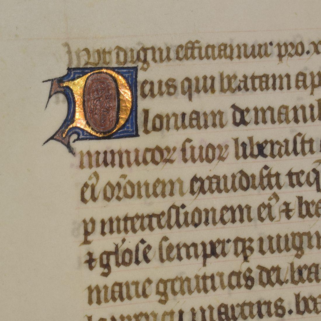 Beleuchtete Vellum-Bücherseite aus dem 15. Jahrhundert, Handschrift (Handgefertigt) im Angebot