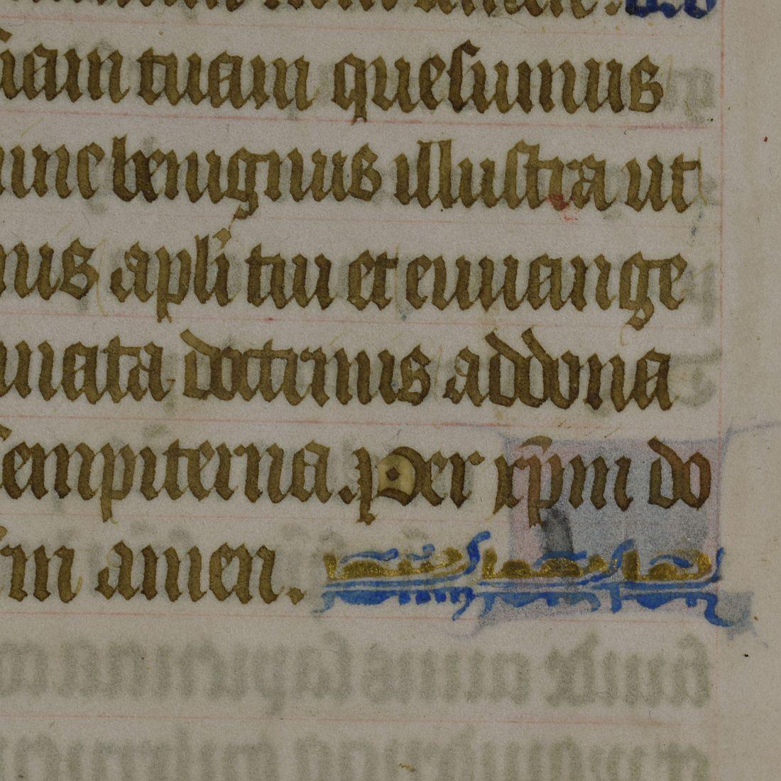 Small 15th Century Illuminated Vellum Book Page, Handwriting 1