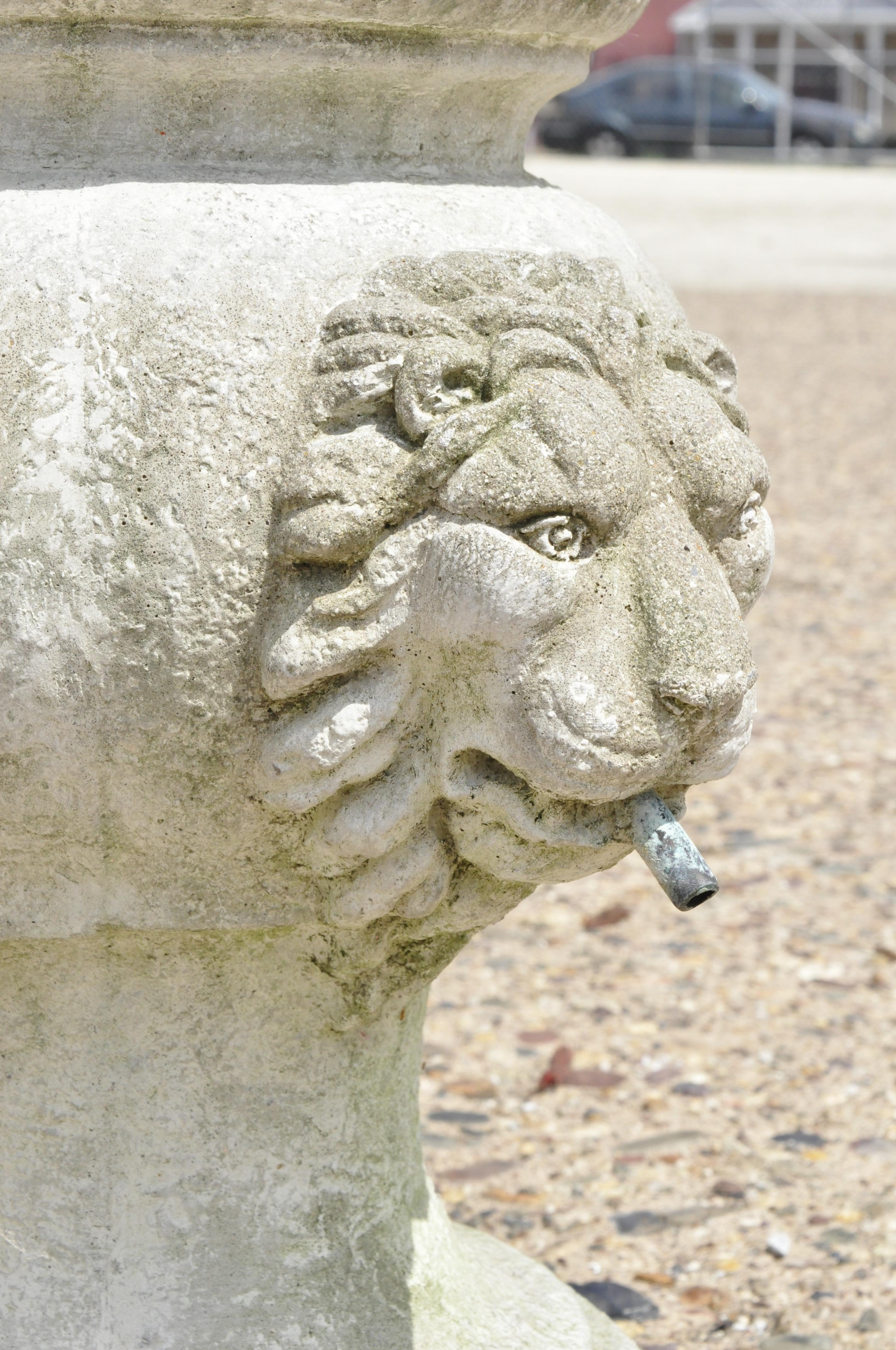concrete lion fountain