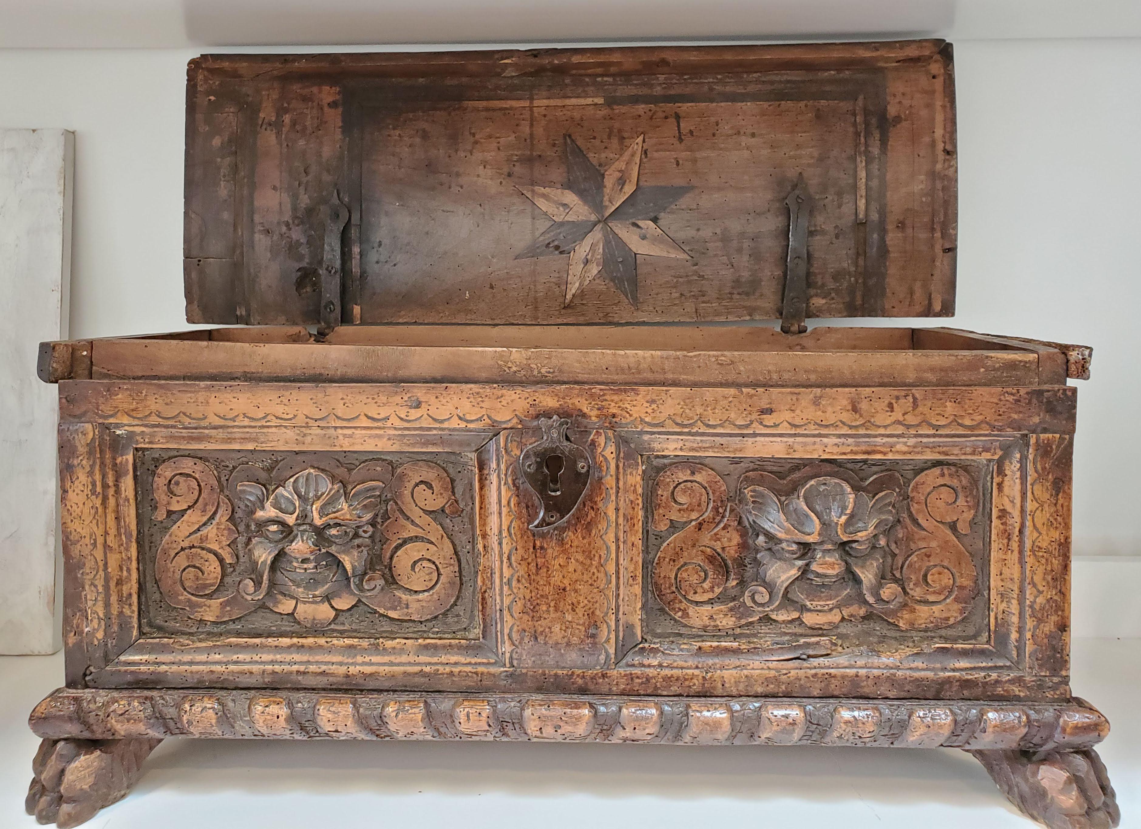 Italian Renaissance Rectangle Chest Small 16th Century Italian Renaissance Walnut Cassone or Marriage Chest ...