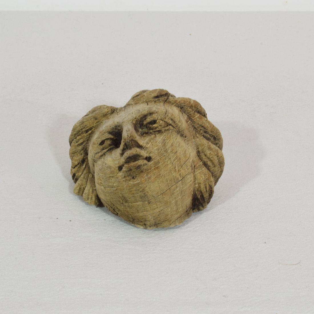 Small 17/ 18th Century French Carved Oak Head 5