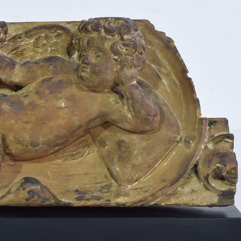 Small 17/18th Century French Carved Wooden Panel with Angel at 1stDibs