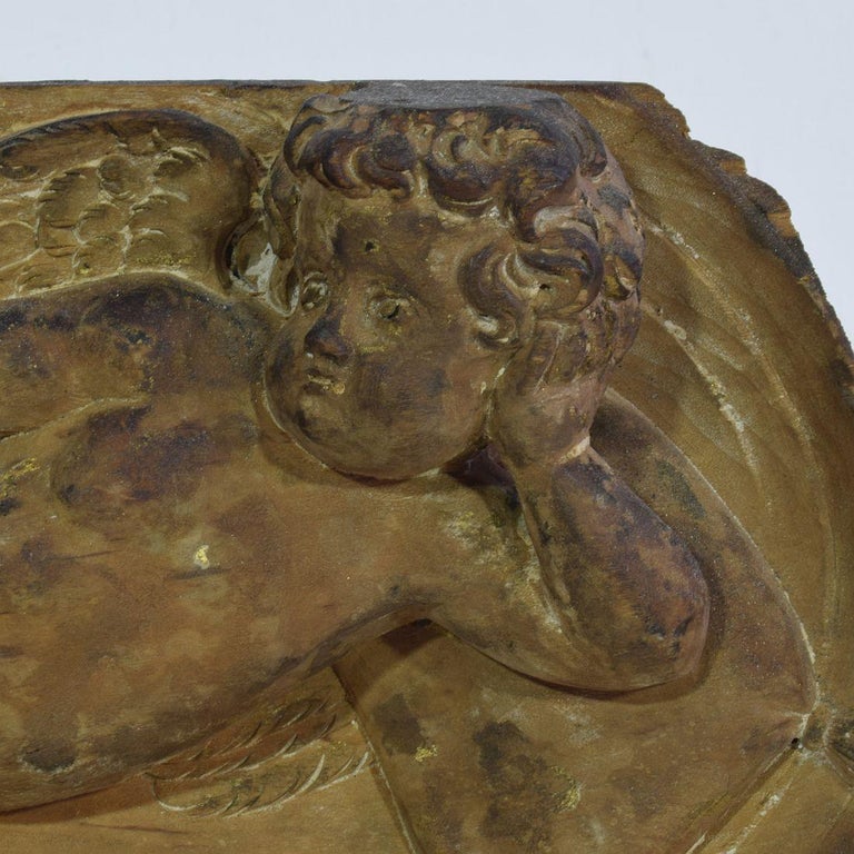 Small 17/18th Century French Carved Wooden Panel with Angel at 1stDibs